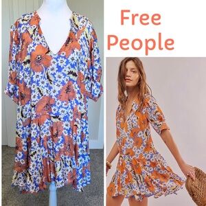 Free People Sugar Crush Babydoll
Mini Dress - Cobalt Combo Pockets Sz Large